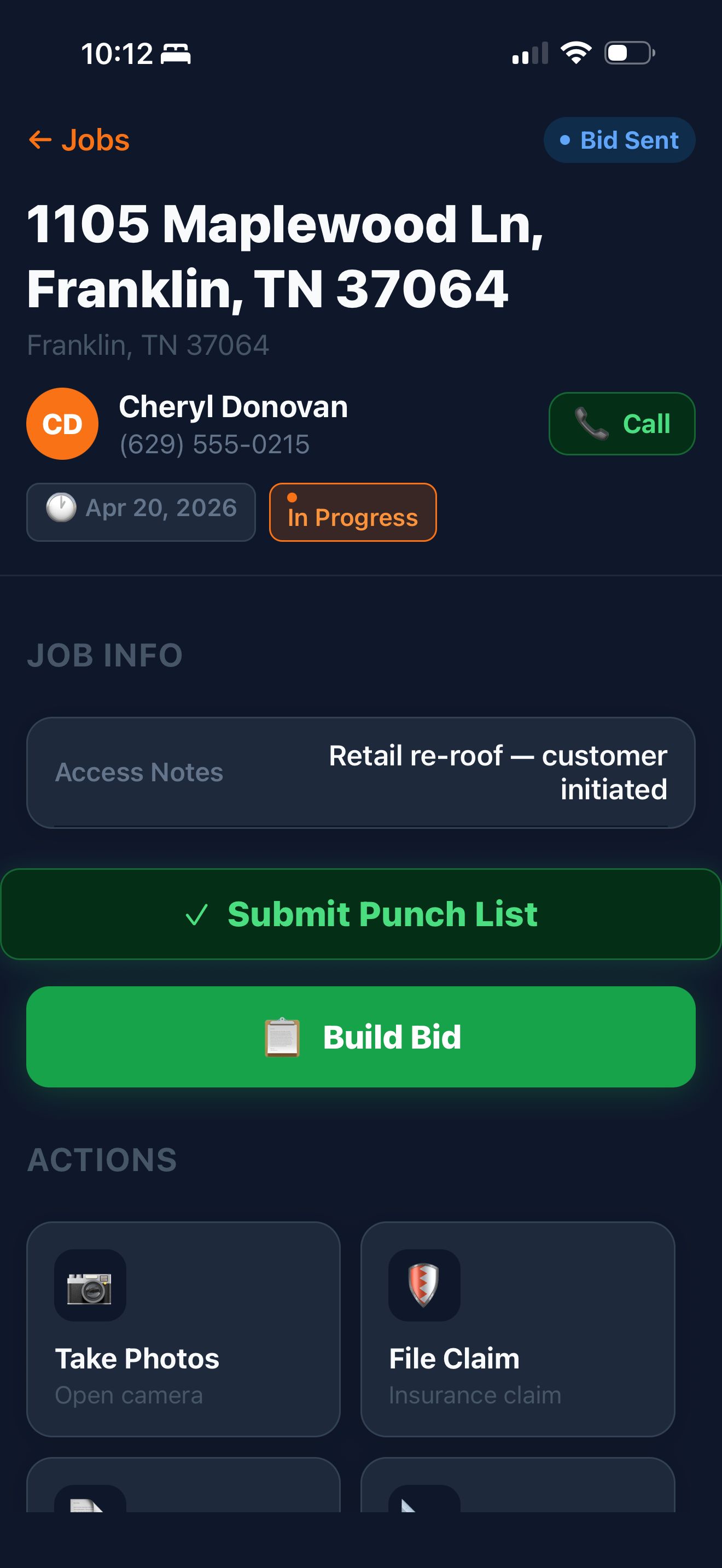 Job detail on mobile